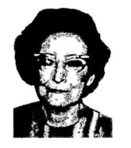 black and white drawing of a female about 70 in 1969