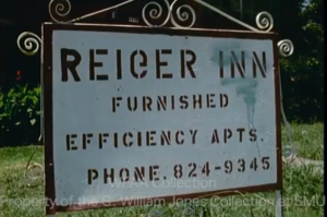 white sign that says reiger inn