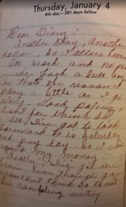 handwritten page in a diary
