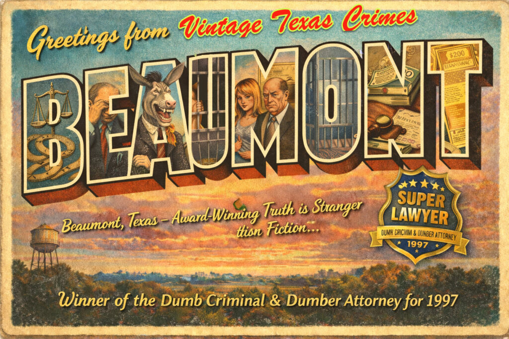 Replica of a postcard promoting Beaumont TX