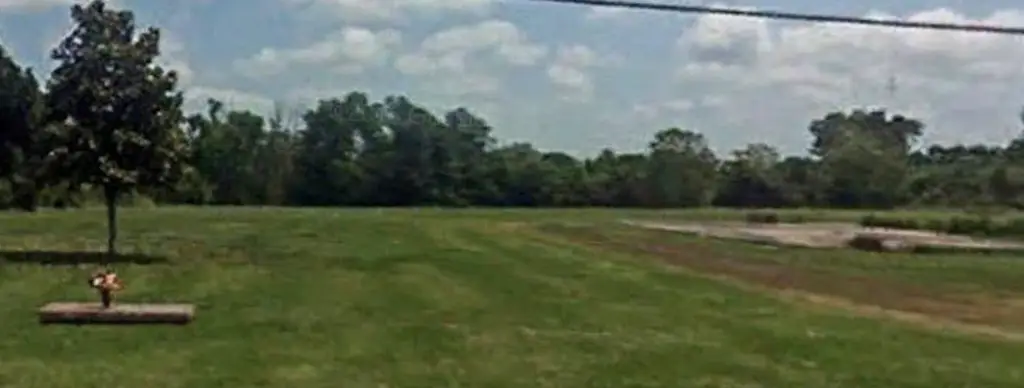 landscape mowed grassy area with trees in distance