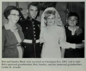 two grandmothers and a bride and groom